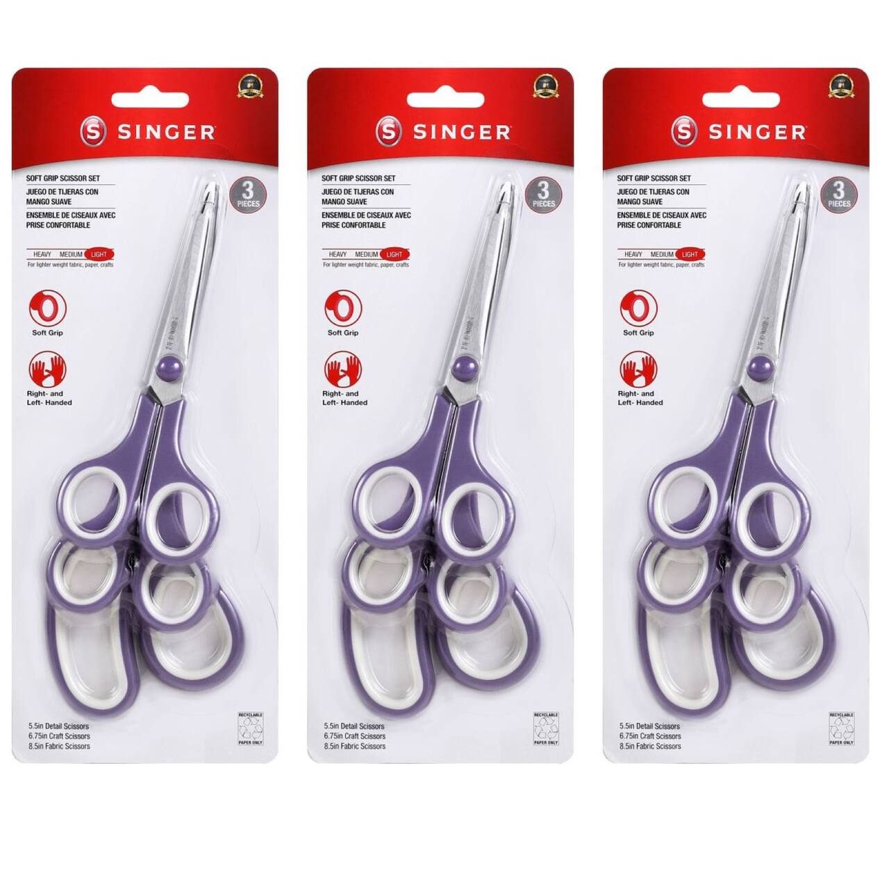 SINGER® Multi-Size Purple 9 Piece Comfort Grip Scissor Set